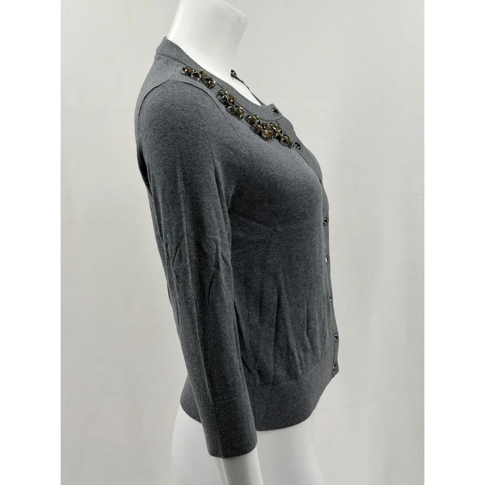 Kate Spade Sweater Womens Small Gray Leni Cardigan Jeweled Preppy Office Work‎